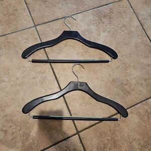 Set of 2 Black Wooden Suit Hangers